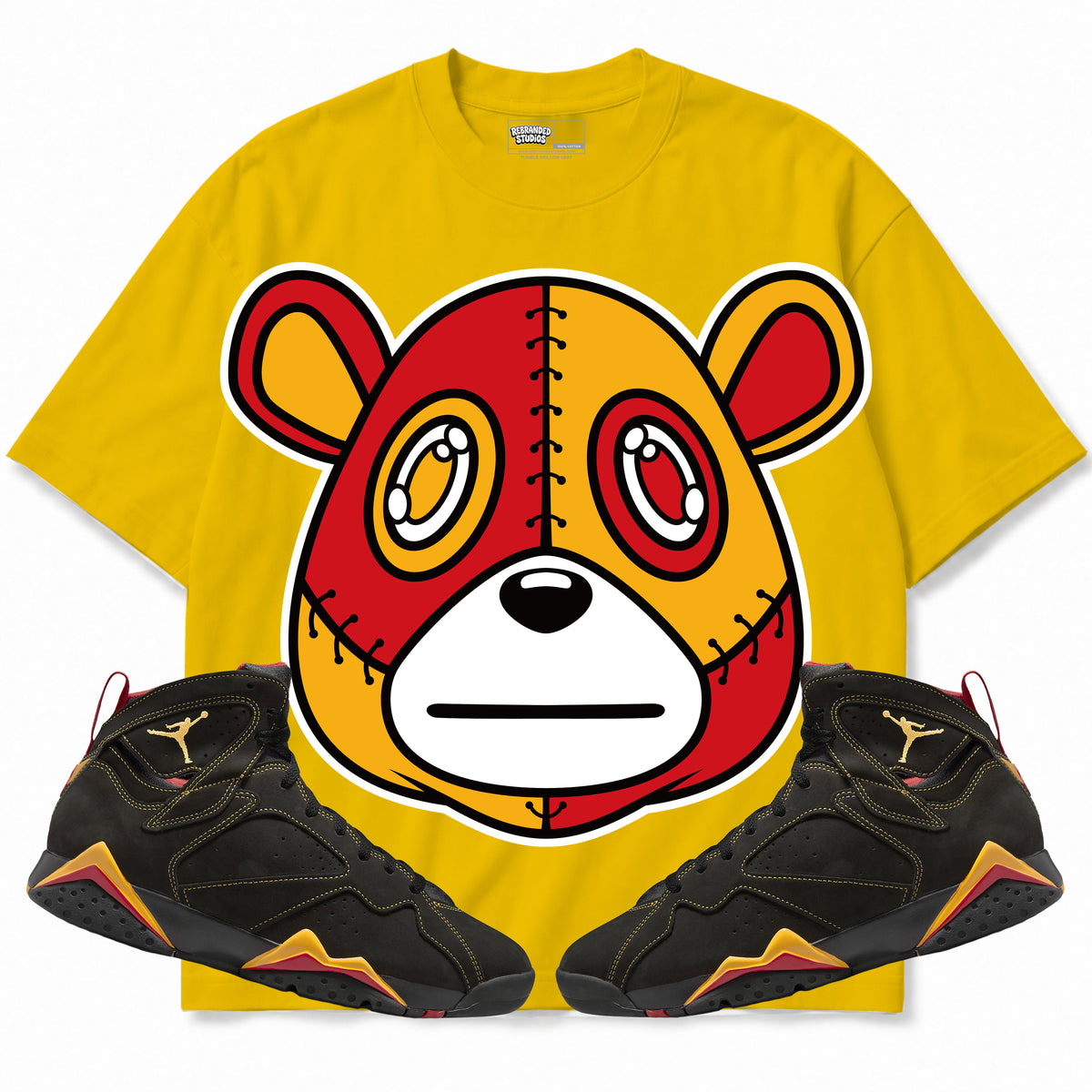 Rebranded Studios apparel — front styled with matching sneakers