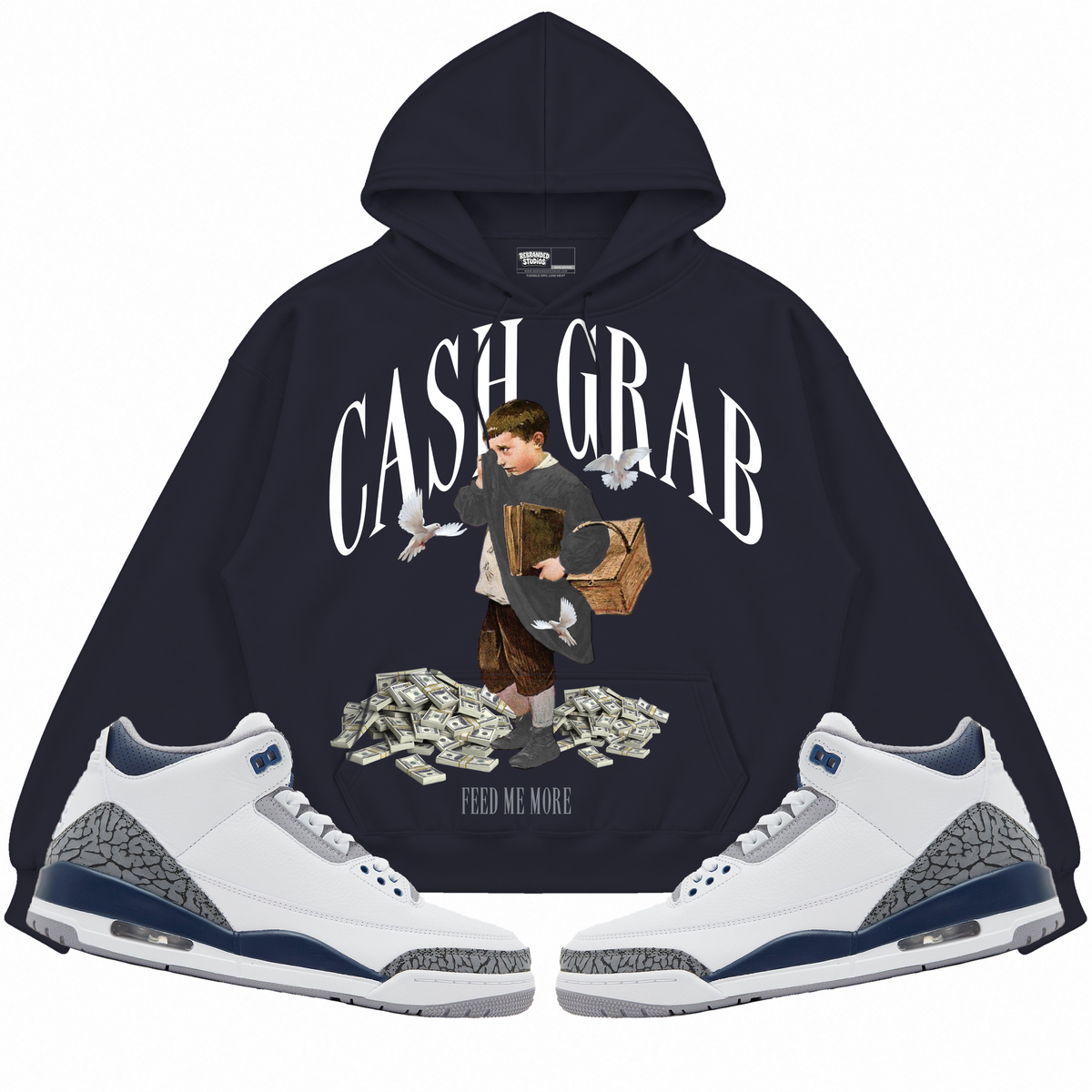 Rebranded Studios apparel — front styled with matching sneakers
