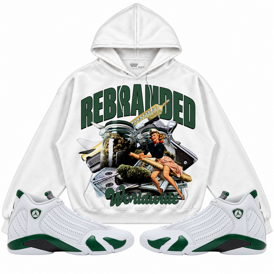 Rebranded Studios apparel — front styled with matching sneakers