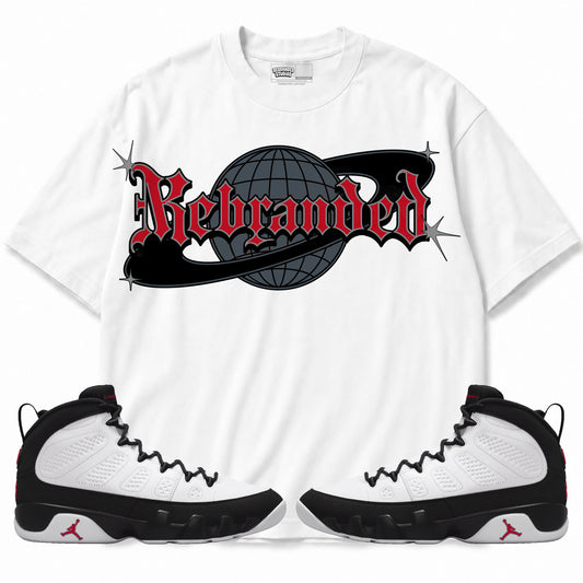 Rebranded Studios apparel — front styled with matching sneakers