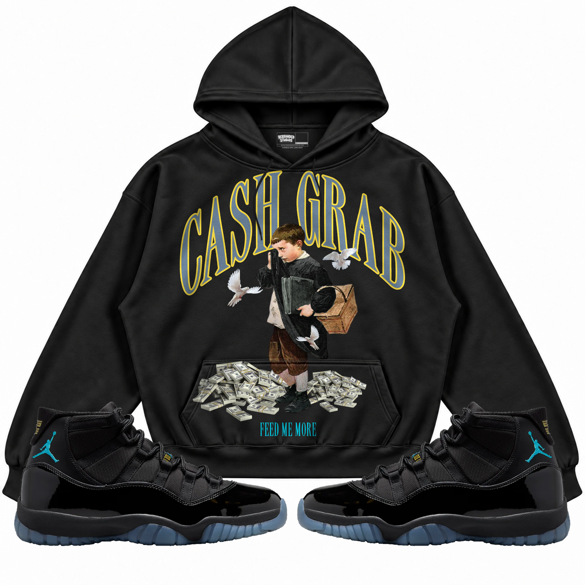 Rebranded Studios apparel — front styled with matching sneakers