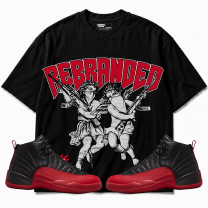 Rebranded Studios apparel — front styled with matching sneakers