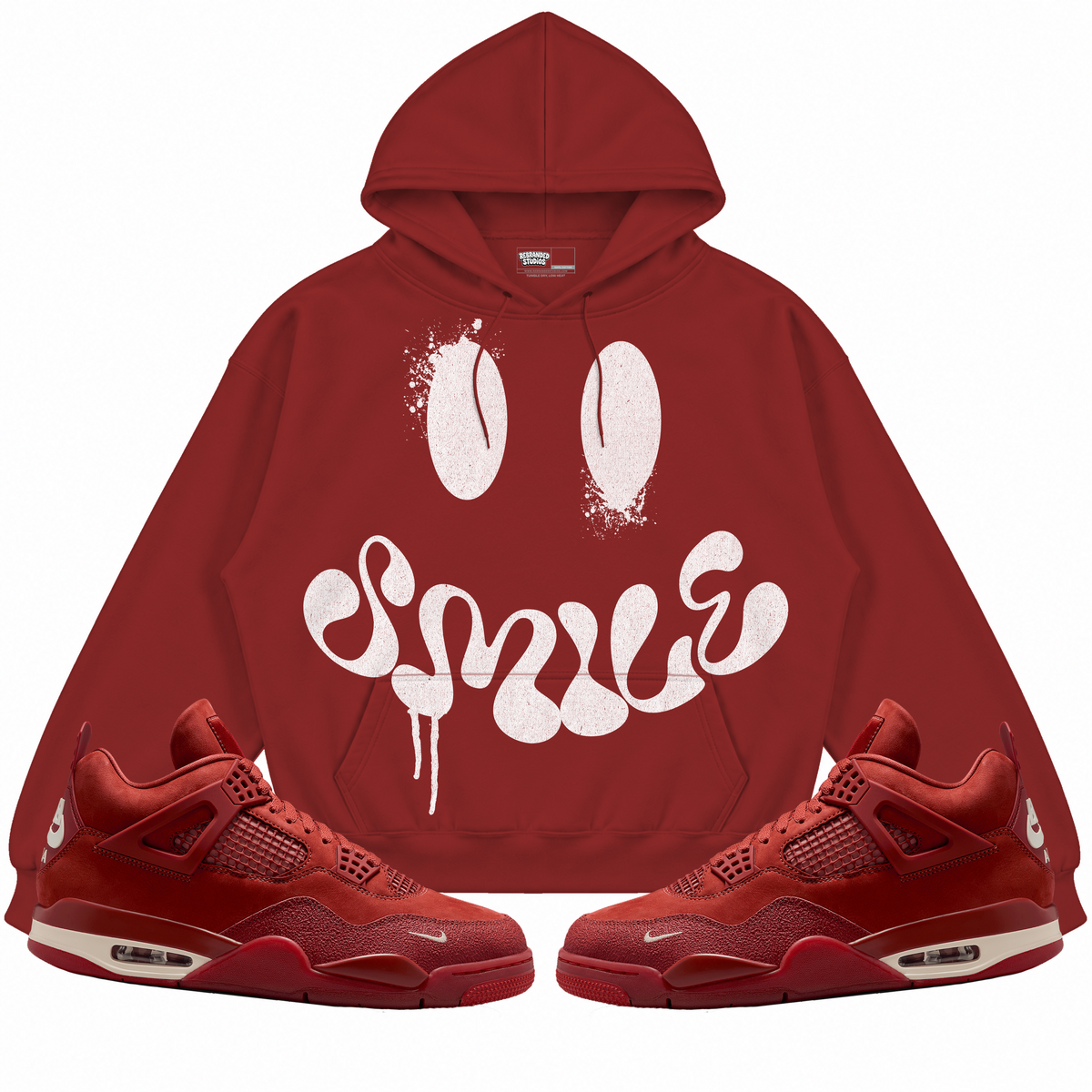 Rebranded Studios apparel — front styled with matching sneakers