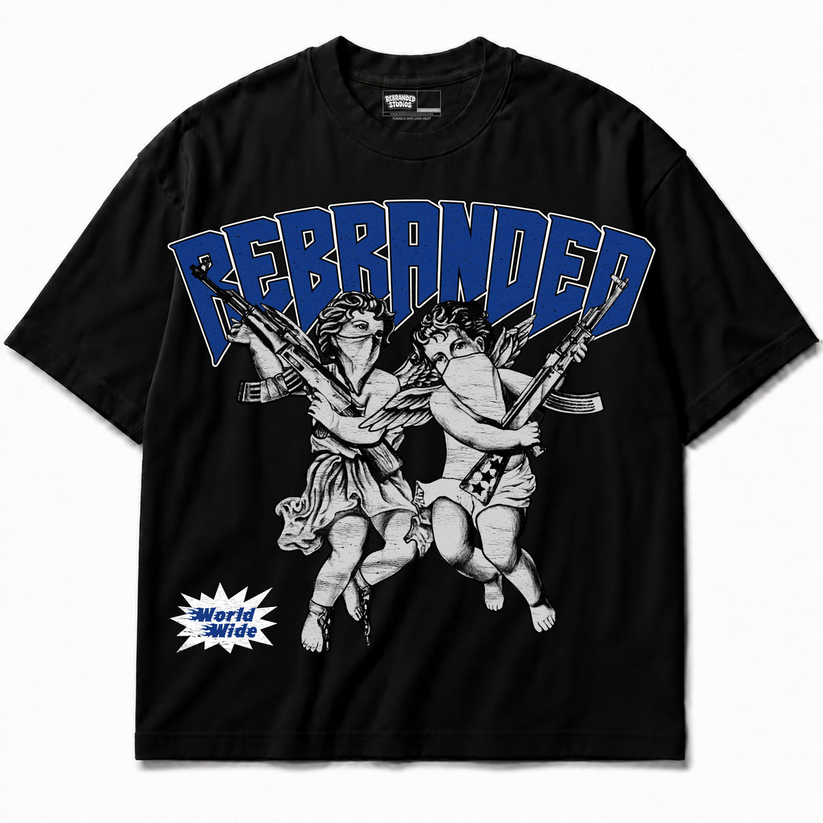 Rebranded Studios apparel — front without sneakers