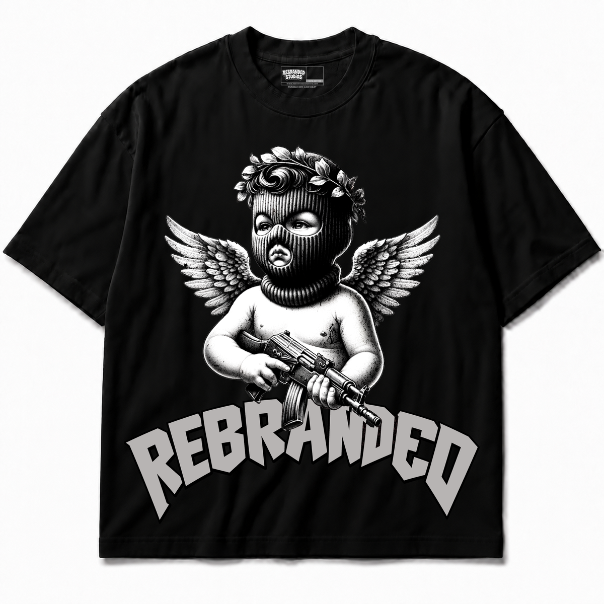 Rebranded Studios apparel — front without sneakers