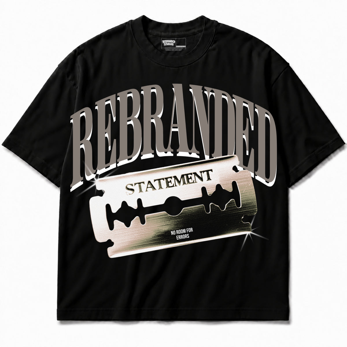 Rebranded Studios apparel — front without sneakers