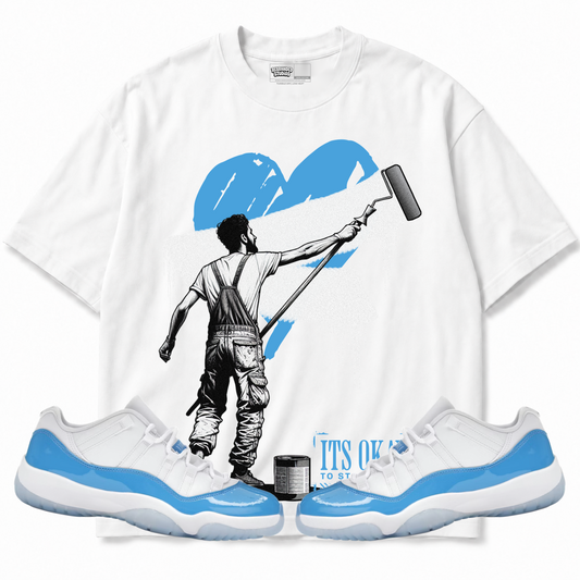 Rebranded Studios apparel — front styled with matching sneakers