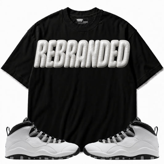 Rebranded Studios apparel — front styled with matching sneakers