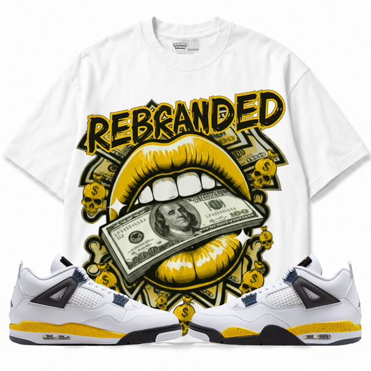 Rebranded Studios apparel — front styled with matching sneakers