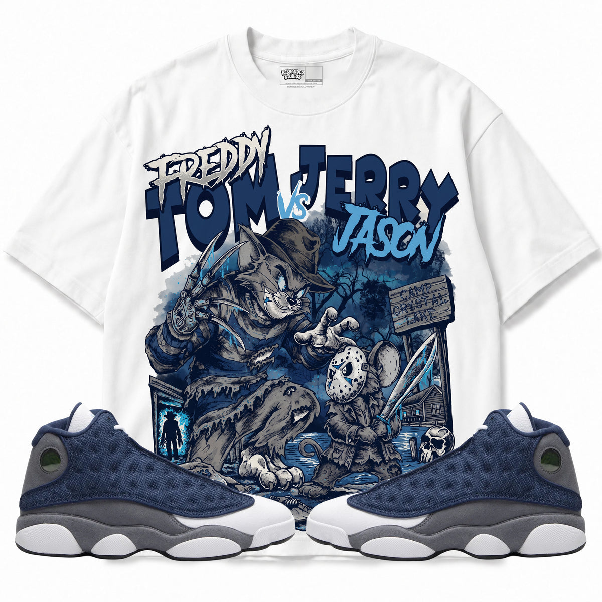 Rebranded Studios apparel — front styled with matching sneakers
