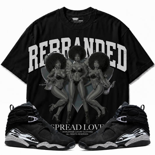 Rebranded Studios apparel — front styled with matching sneakers