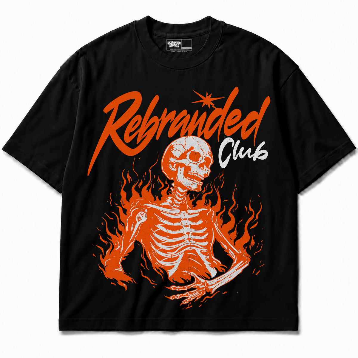 Rebranded Studios apparel — front without sneakers