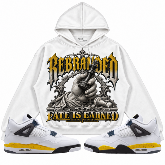 Rebranded Studios apparel — front styled with matching sneakers