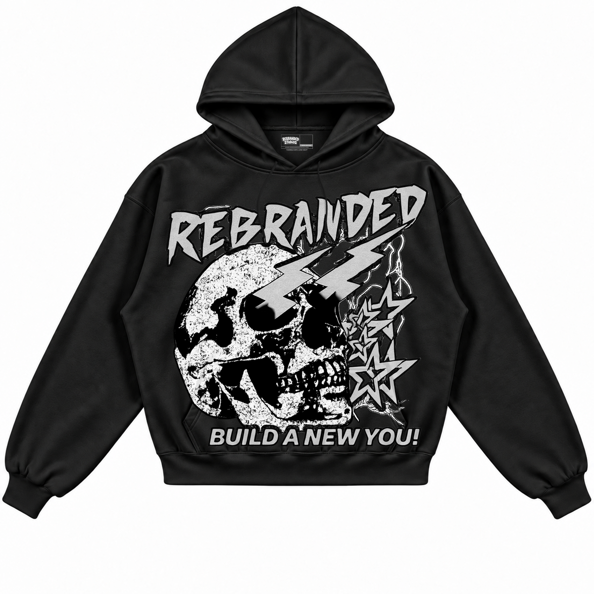 Rebranded Studios apparel — front without sneakers