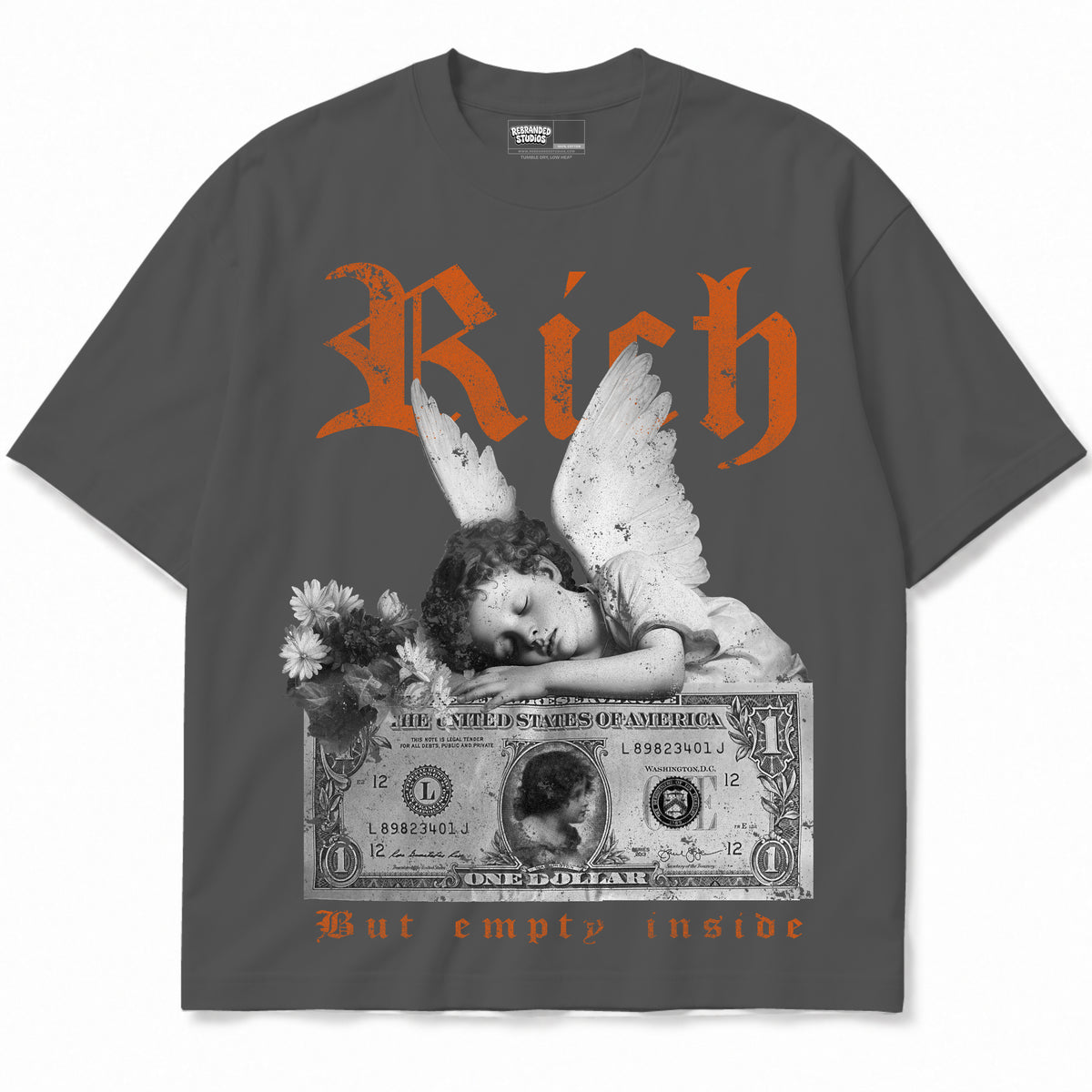 Rebranded Studios apparel — front without sneakers