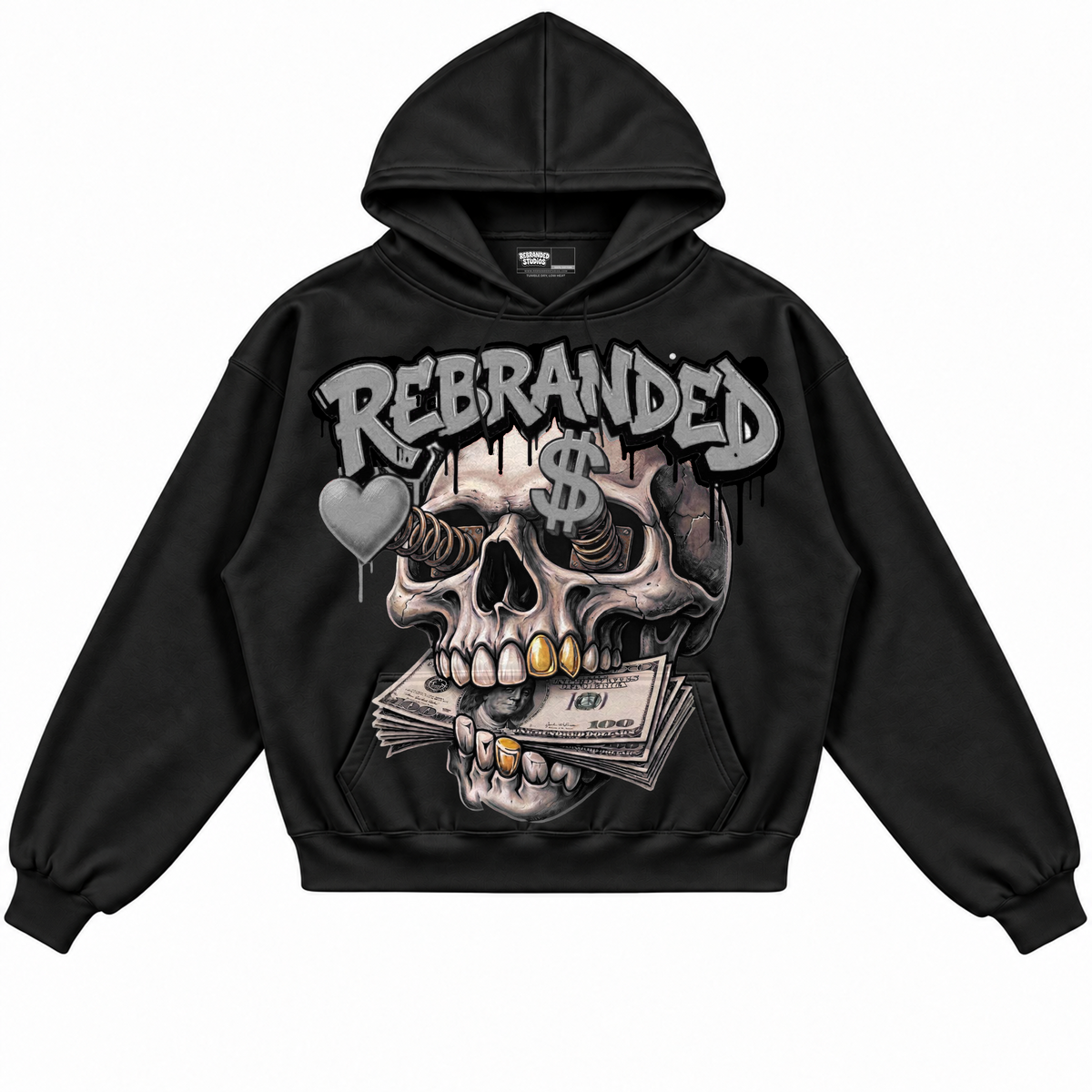 Rebranded Studios apparel — front without sneakers