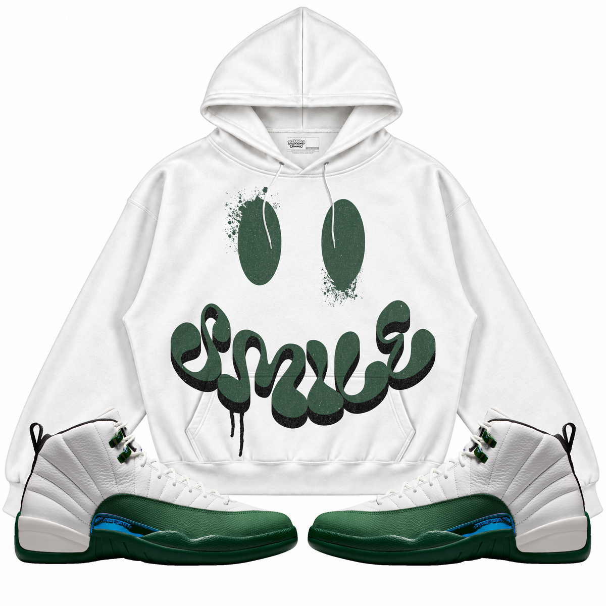 Rebranded Studios apparel — front styled with matching sneakers