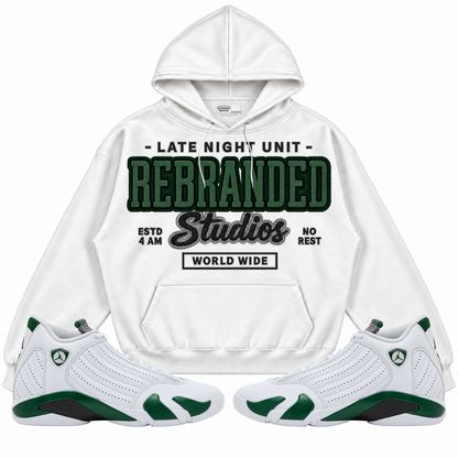 Rebranded Studios apparel — front styled with matching sneakers