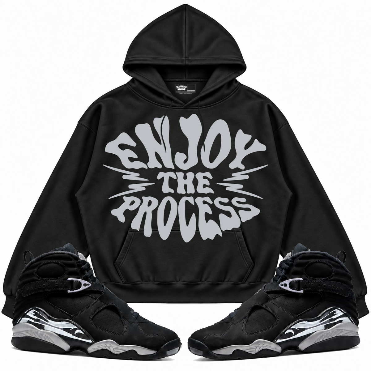 Rebranded Studios apparel — front styled with matching sneakers