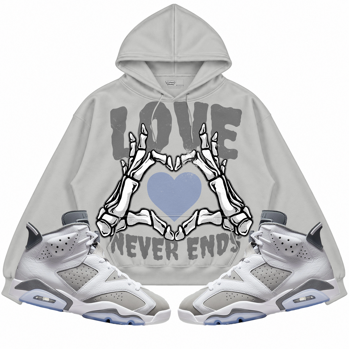 Rebranded Studios apparel — front styled with matching sneakers