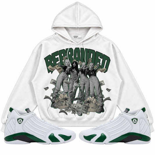 Rebranded Studios apparel — front styled with matching sneakers
