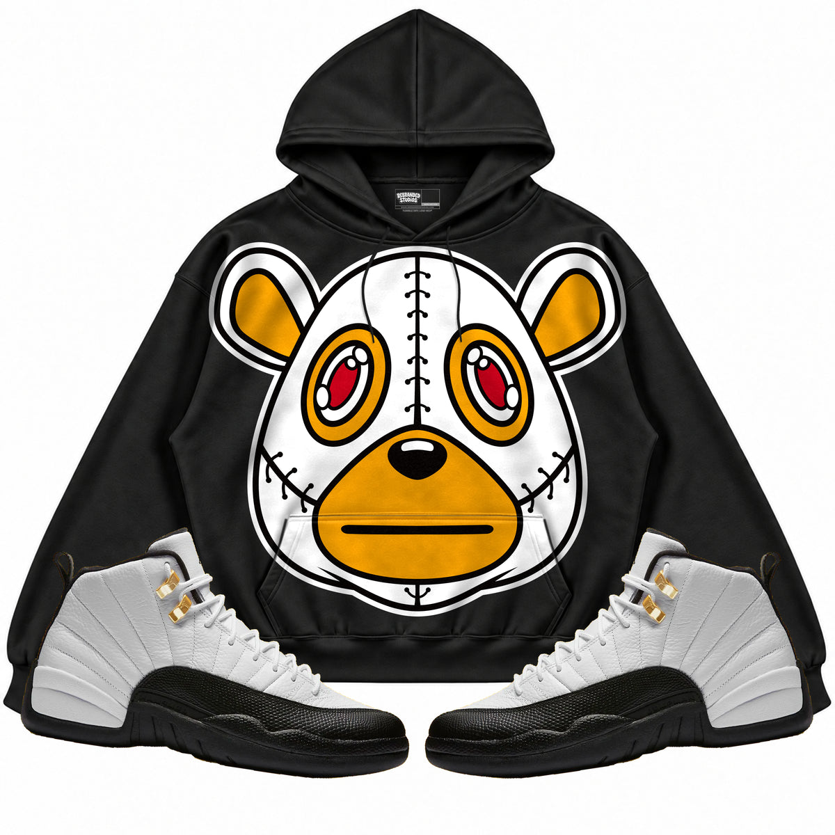 Rebranded Studios apparel — front styled with matching sneakers