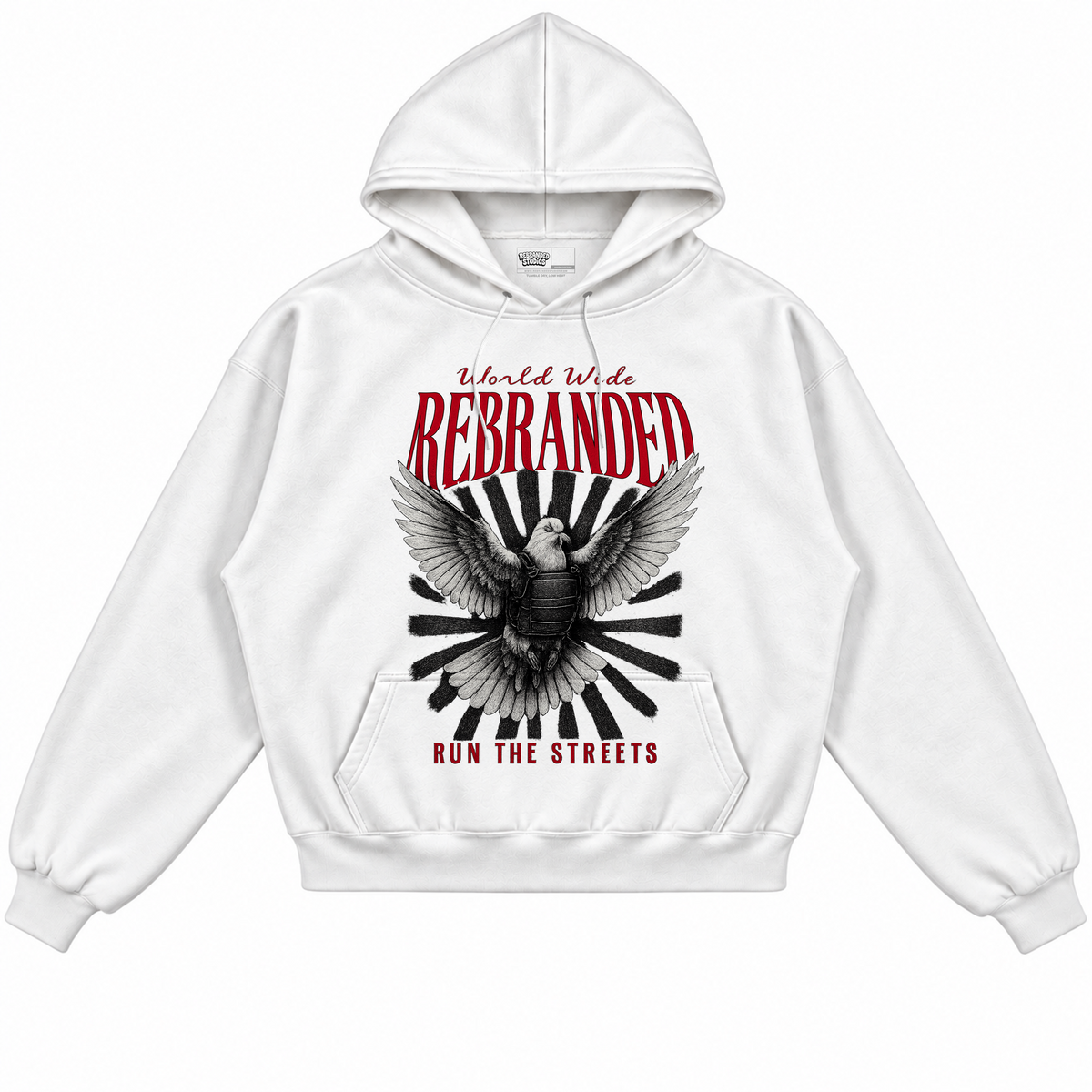 Rebranded Studios apparel — front without sneakers
