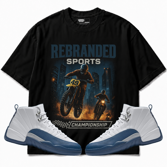 Rebranded Studios apparel — front styled with matching sneakers