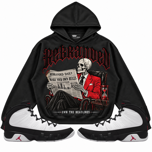 Rebranded Studios apparel — front styled with matching sneakers