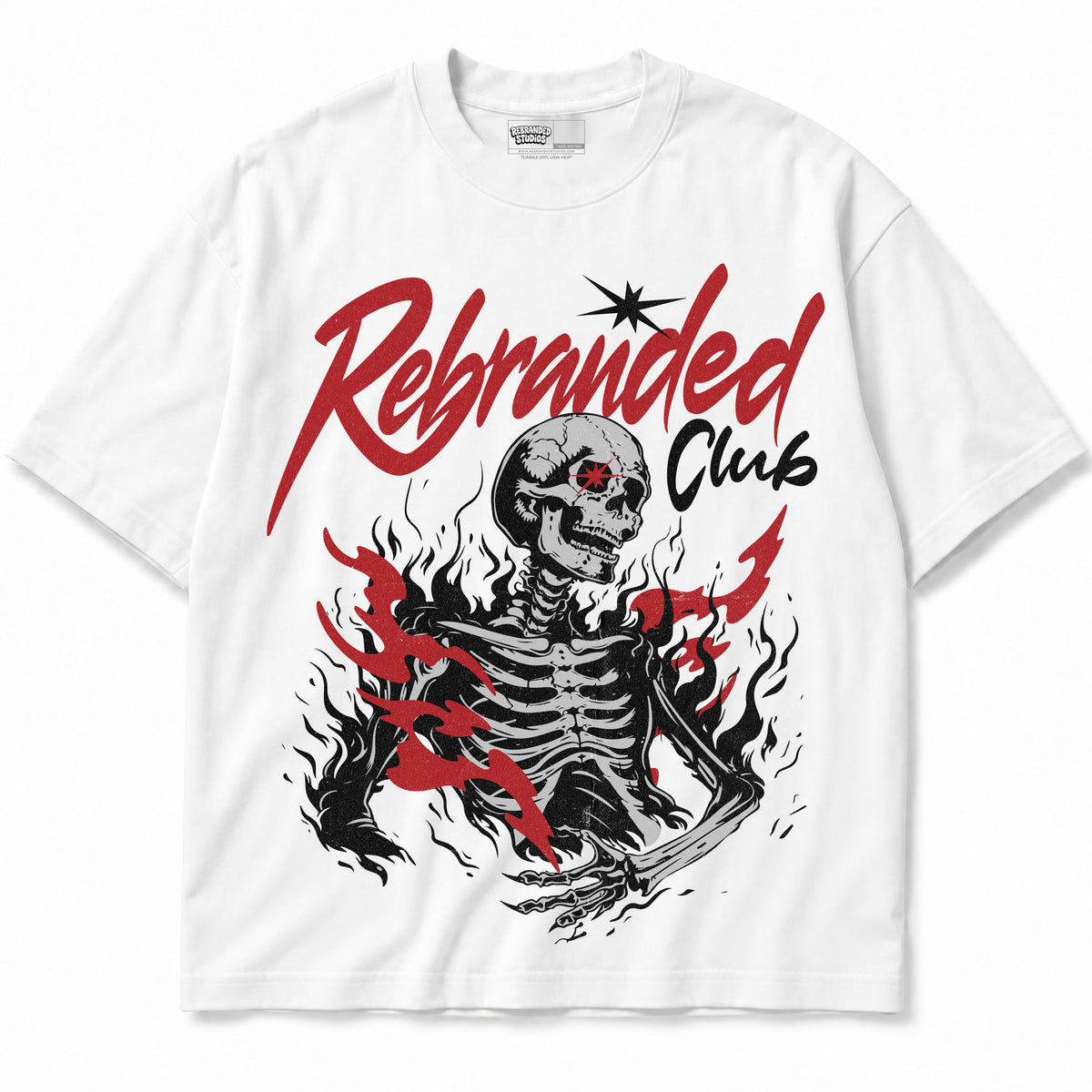 Rebranded Studios apparel — front without sneakers