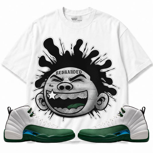 Rebranded Studios apparel — front styled with matching sneakers