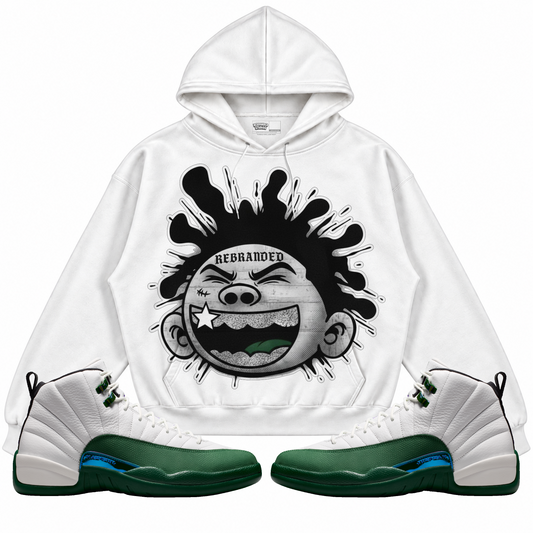 Rebranded Studios apparel — front styled with matching sneakers