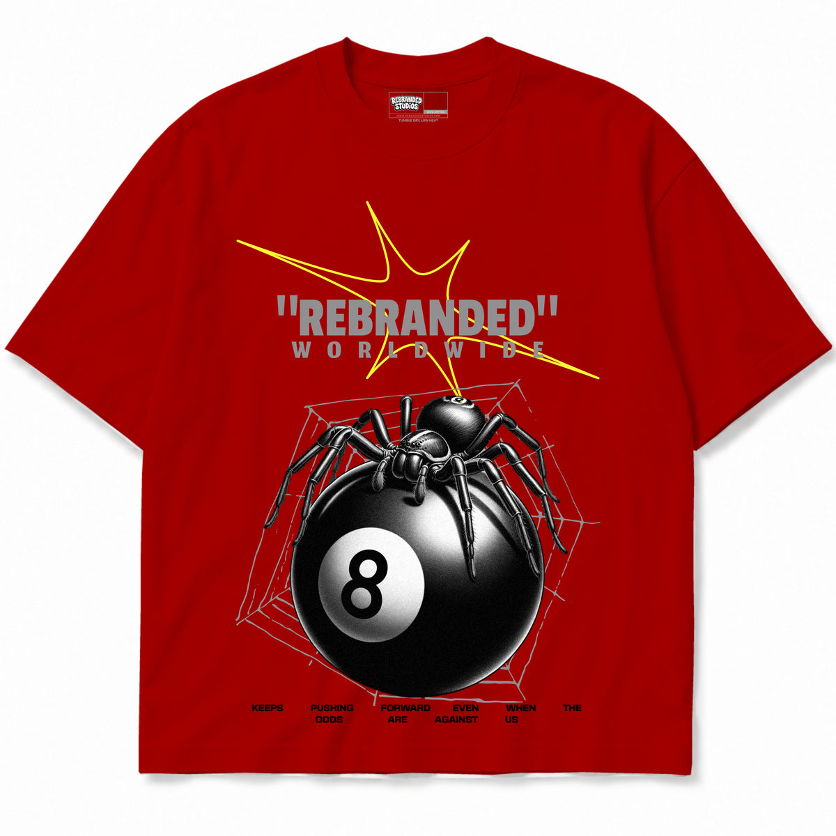 Rebranded Studios apparel — front without sneakers