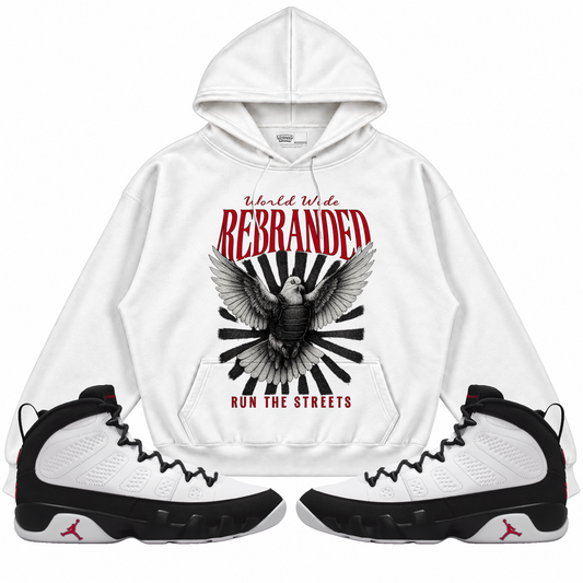 Rebranded Studios apparel — front styled with matching sneakers
