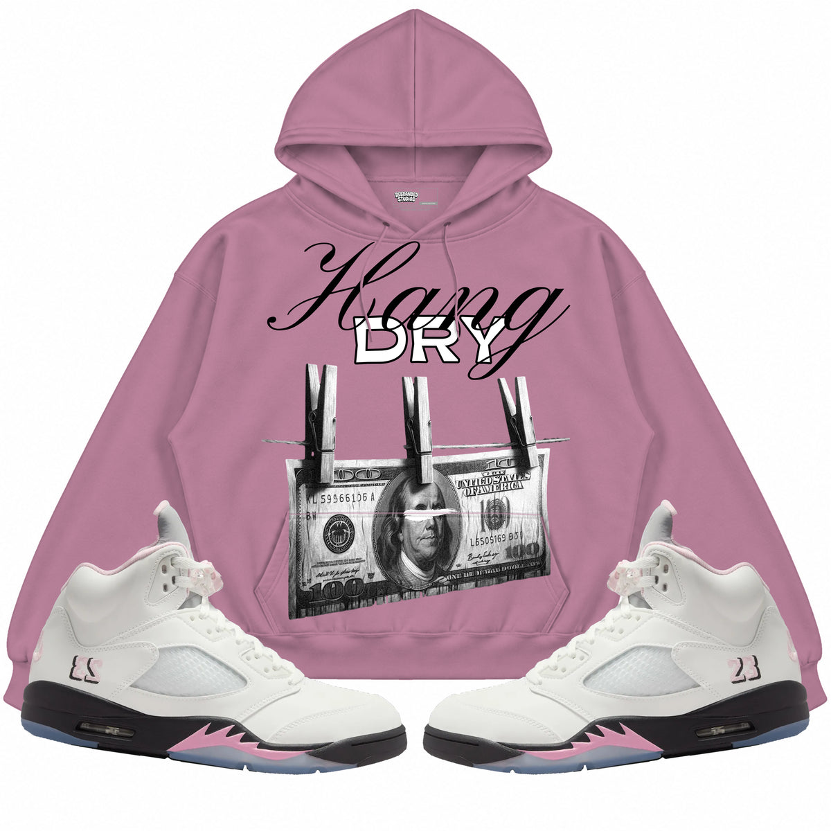 Rebranded Studios apparel — front styled with matching sneakers