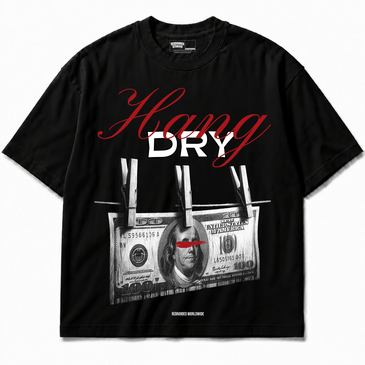 Rebranded Studios apparel — front without sneakers