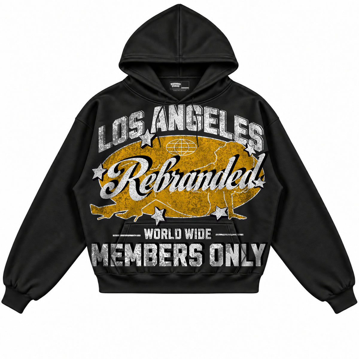 Rebranded Studios apparel — front without sneakers