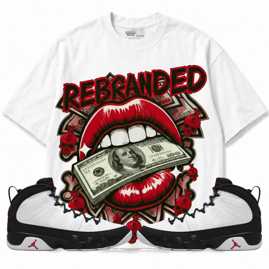 Rebranded Studios apparel — front styled with matching sneakers