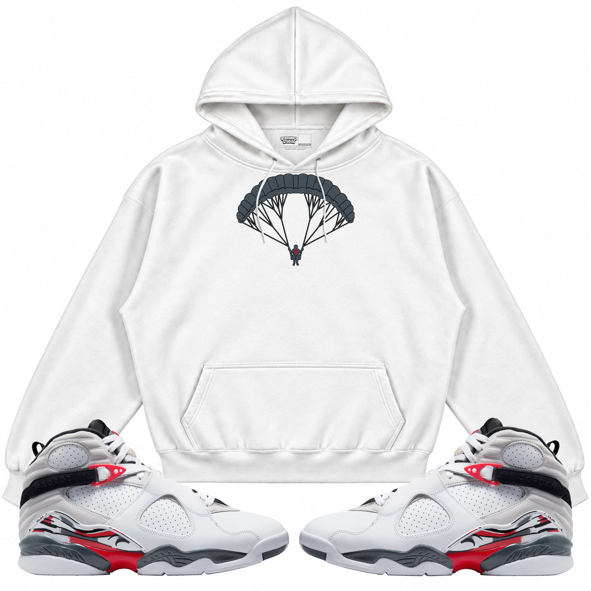 Rebranded Studios apparel — front styled with matching sneakers