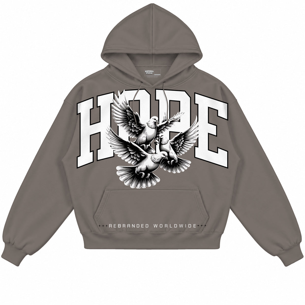 Rebranded Studios apparel — front without sneakers