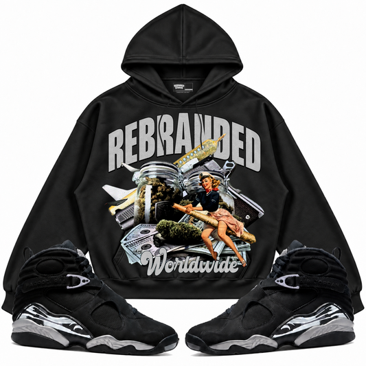 Rebranded Studios apparel — front styled with matching sneakers