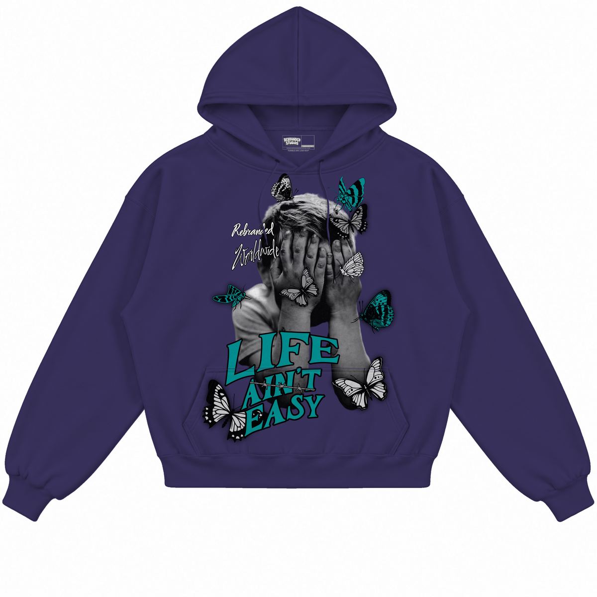 Rebranded Studios apparel — front without sneakers