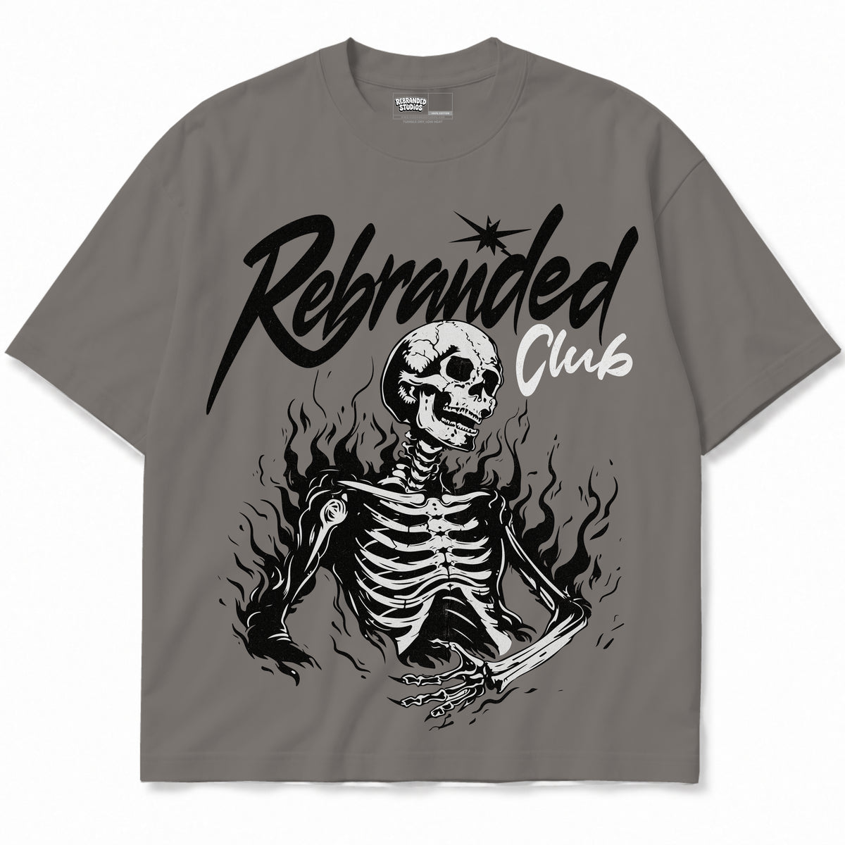 Rebranded Studios apparel — front without sneakers