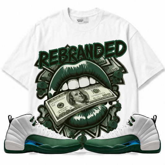Rebranded Studios apparel — front styled with matching sneakers