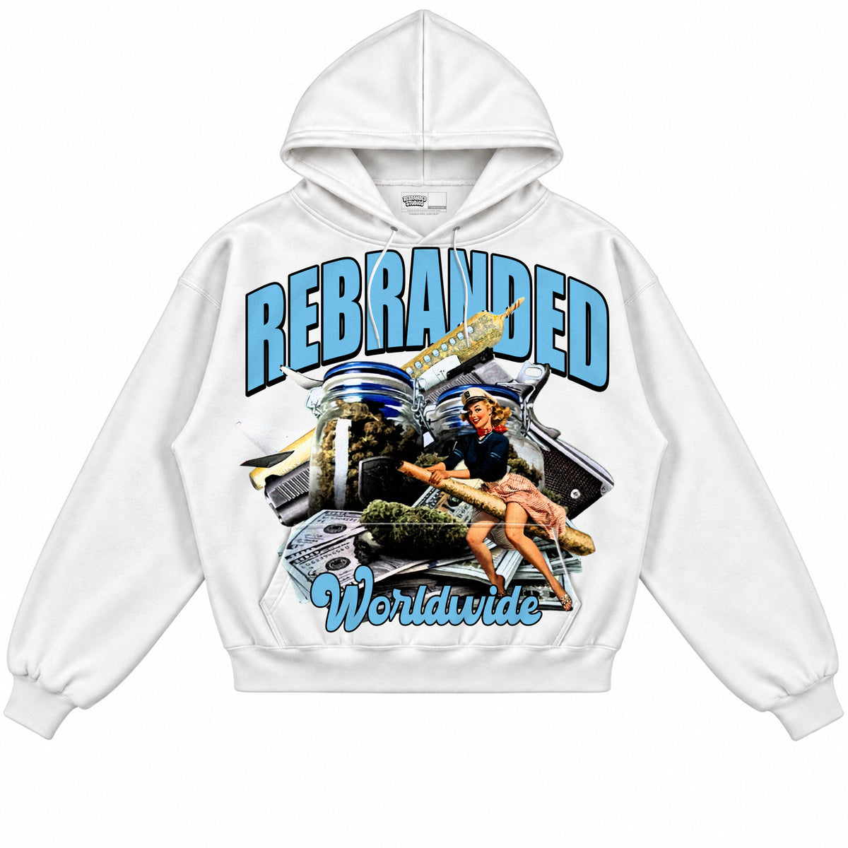 Rebranded Studios apparel — front without sneakers