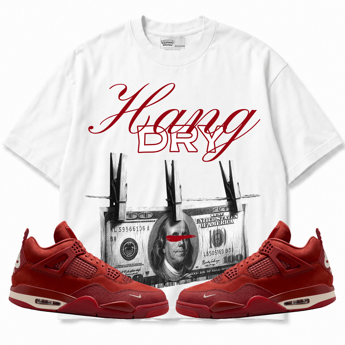 Rebranded Studios apparel — front styled with matching sneakers