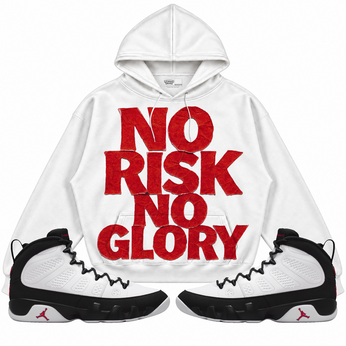 Rebranded Studios apparel — front styled with matching sneakers