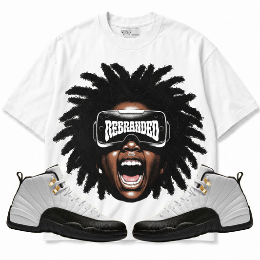 Rebranded Studios apparel — front styled with matching sneakers