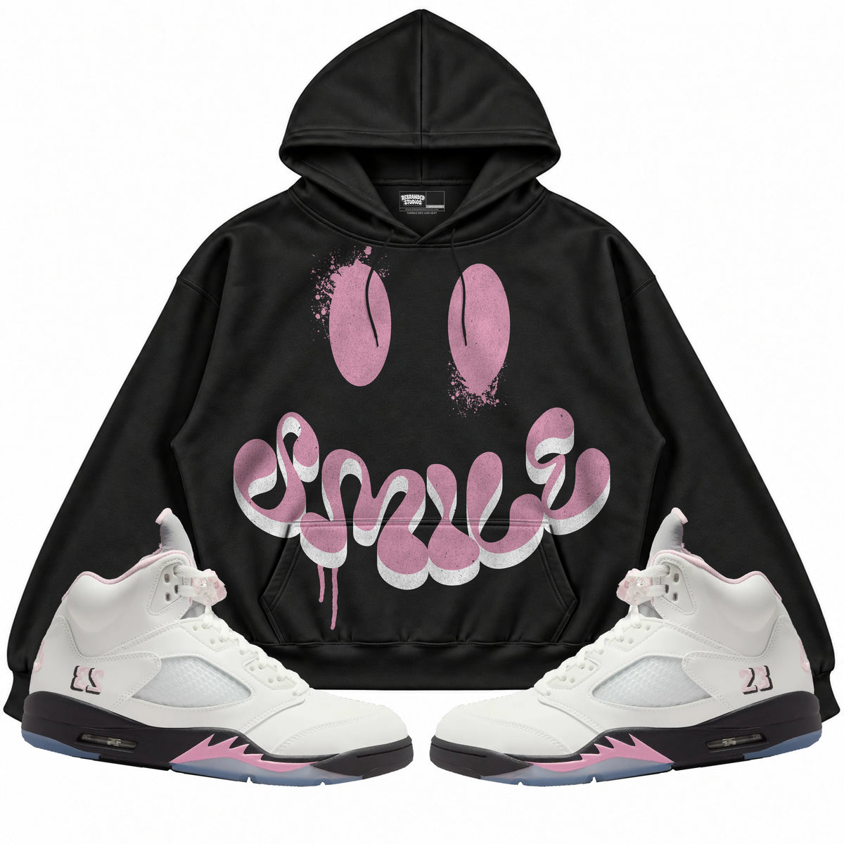 Rebranded Studios apparel — front styled with matching sneakers