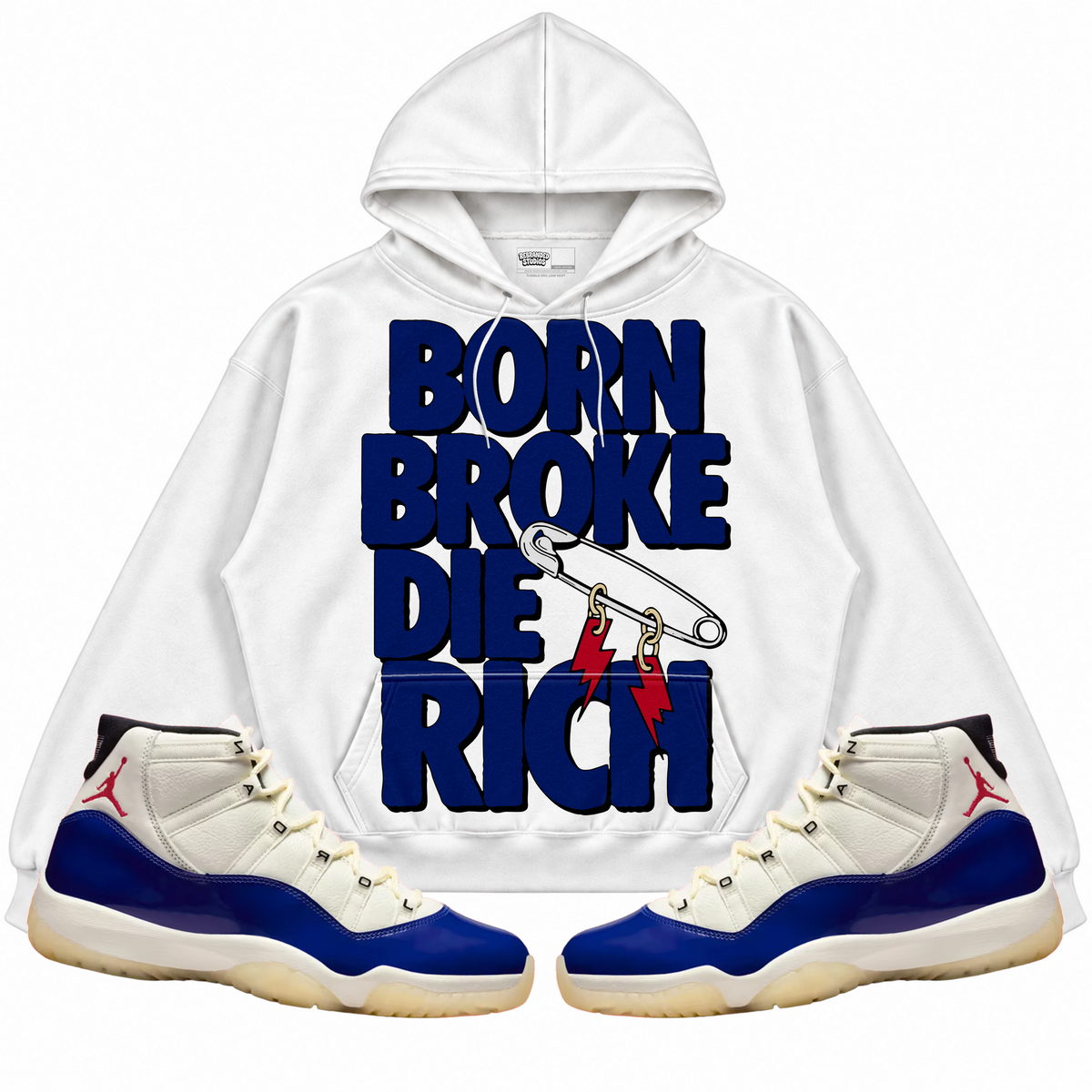 Rebranded Studios apparel — front styled with matching sneakers